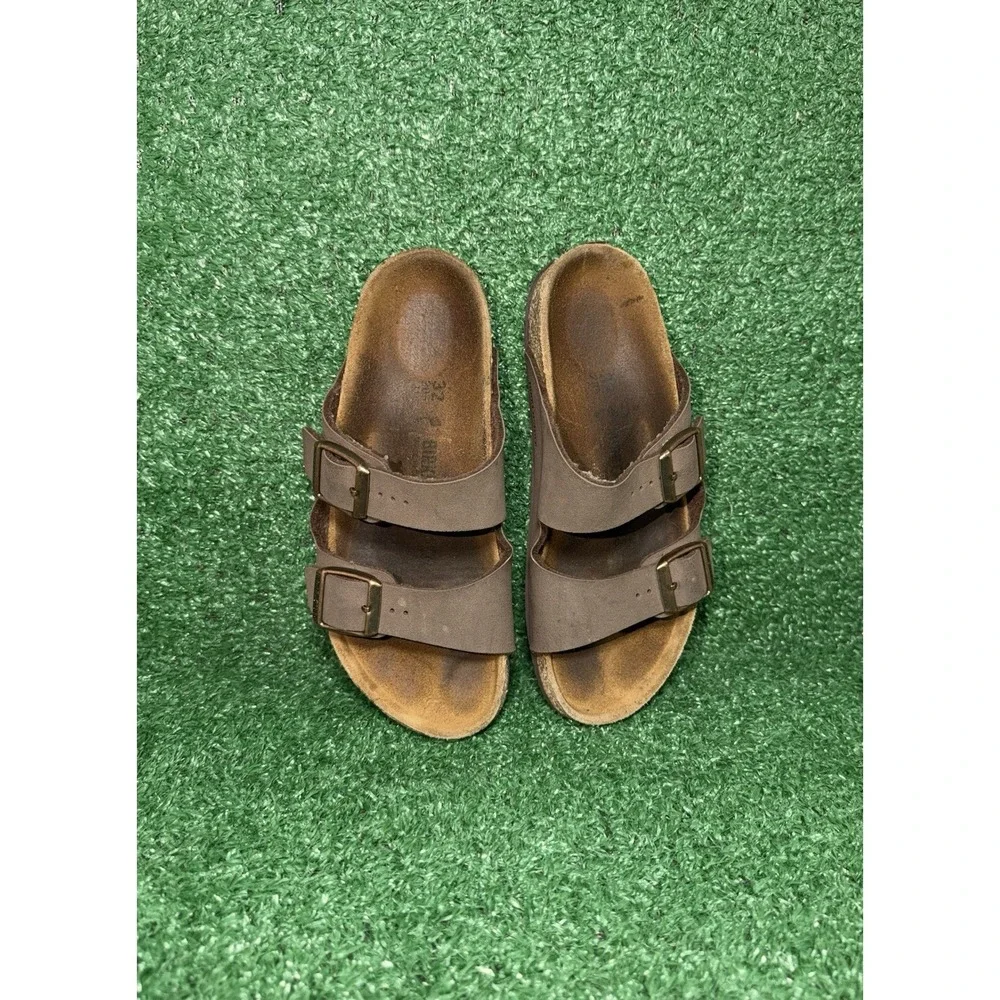 Birkenstock Sandals EU 32 Youth 1 US Arizona Brown Leather Buckle Casual Slides